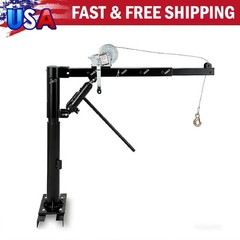 1000lbs Pickup Truck Crane Hydraulic Hoist Lift ,Manual Winch with 360° Swivel