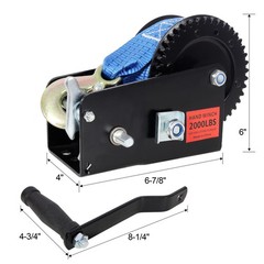 2000LB Two-Way Ratchet Hand Winch 26FT Blue Strap for Trailer Boat ATV