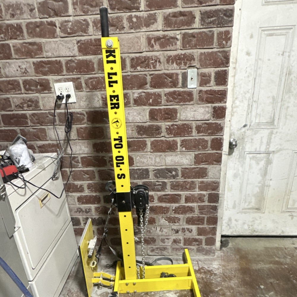 Killer Tools Yellow Hoist Crane with Chain Lift Heavy Duty Lifting Equipment