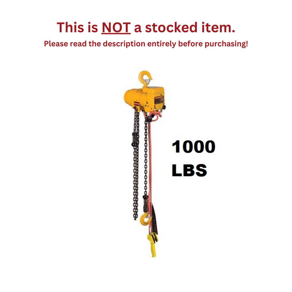 HARRINGTON TCR PENDANT CONTROLLED AIR HOIST, 1000 LB CAPACITY, 10 FT LIFT