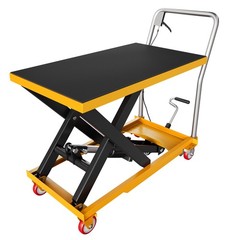 28.5″ Hydraulic Lift Table Cart Manual Double Scissor Lift Table 500lbs w/Wheels