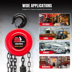 BIG RED Hand Chain Hoist 1 Ton 2000 Lbs Capacity 1 (2,000 lb), Red