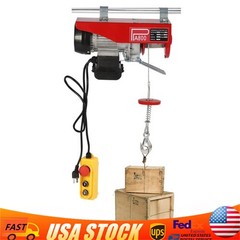 110V 1763lbs Electric Cable Hoist Crane Winch Garage Lift Wired Remote Control