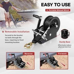 YIYITOOLS 3500lbs Heavy Duty Boat Trailer Winch, Hand Winch with 32FT Strap, …