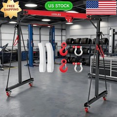 Portable Gantry 1 Ton 2200 LBS, Adjustable Steel Lift Crane with Locking Crane