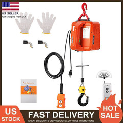 3 in 1 Portable Electric Hoist Winch 1100lbs Wired/Wireless Remote Control Crane