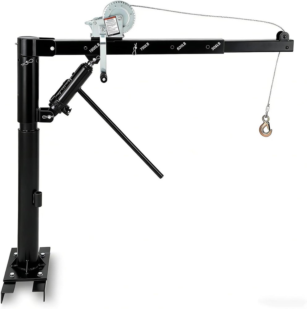 Pickup Truck Crane Hoist Manual Winch 360° Swivel 1000lbs Adjustable Heavy Duty