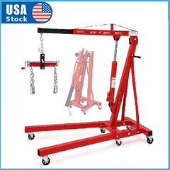 2 Ton Engine Hoist w/ Lever, 4400LBS Folding Cherry Picker Shop Crane Hoist Lift