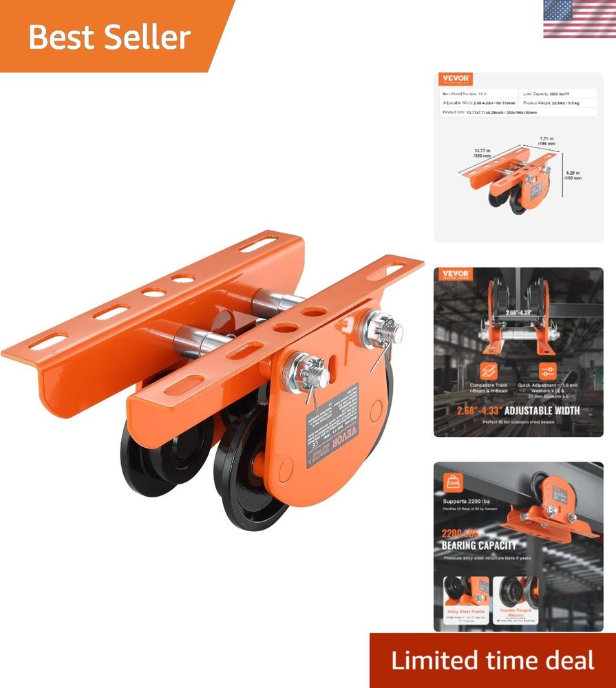 Durable Electric Hoist Trolley – 2200 lbs Capacity & Quick Installation Features