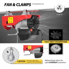 110V Electric Hoist Winch 1320Lbs Engine Crane Overhead Wireless Remote Control