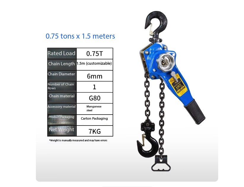 0.75T 1/2/Ton Manual Chain Hoist Hand-Cranked Towing Hoist Lifting Crane