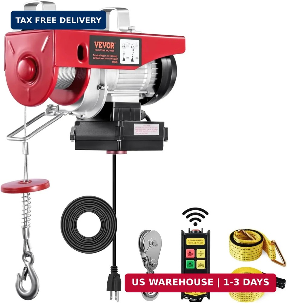 VEVOR Electric Hoist with Wireless Remote Control, 110v 440lbs Electric Hoist wi