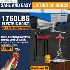 1760Lb Electric Hoist with Remote Control/Wired Control, Electric Hoist 2 in 1,