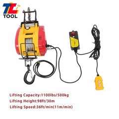 1100lbs 1800W 2in1 Portable Electric Hoist Winch Wire & Wireless Remote Control