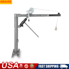1000 Lbs Lifting Pickup Truck Bed Crane Hoist w/ Manual Winch 4 Adjustable Boom