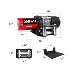 X-BULL Winch 4500LBS Steel Cable Electric Winch with Roller Fairlead, Wired H…