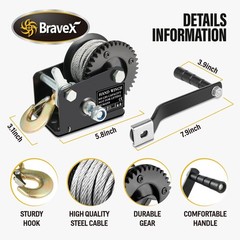 800lbs Capacity Heavy Duty Hand Winch, Crank Strap Gear Winch with 26 feet St…
