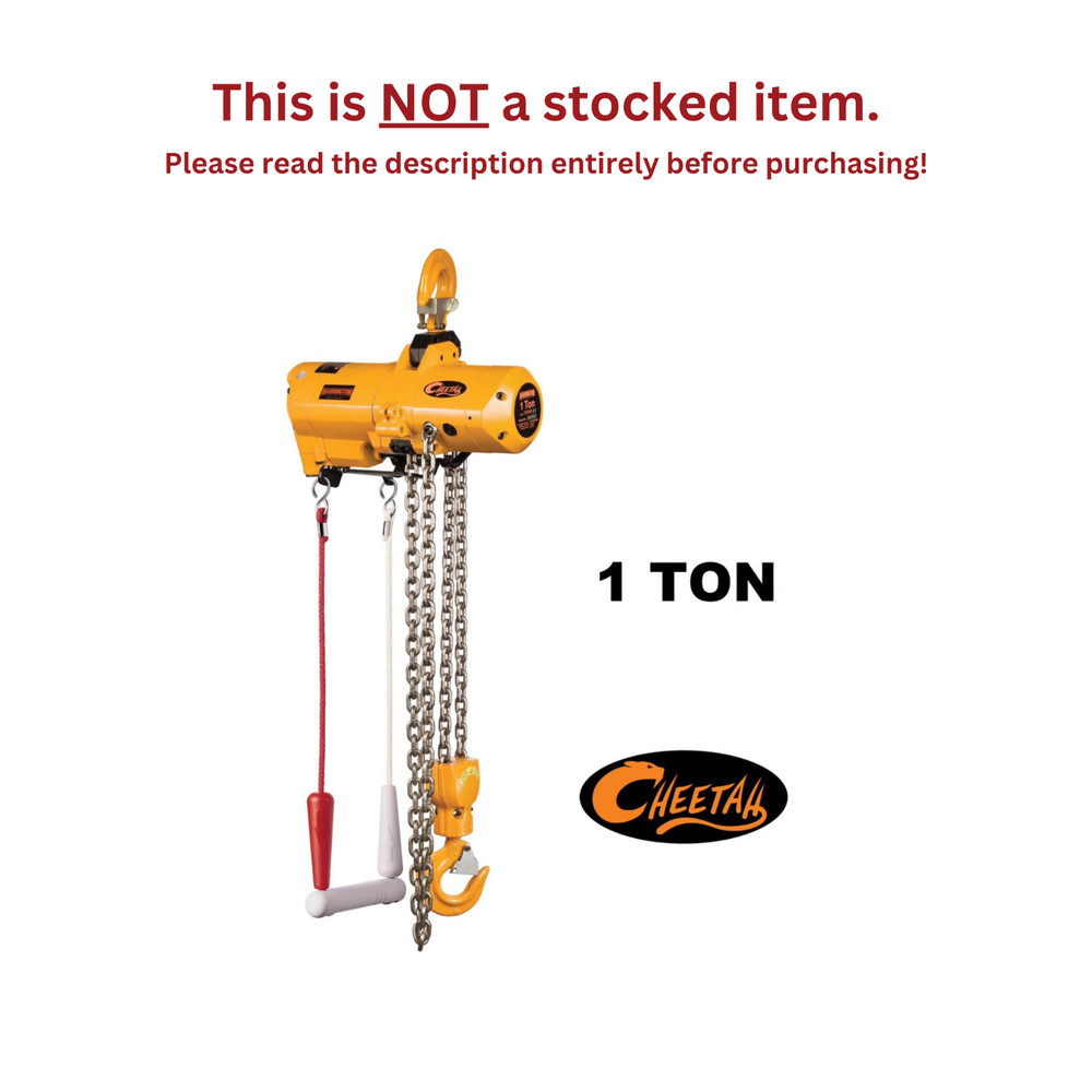 HARRINGTON TCS CORD CONTROLLED AIR HOIST, 1 TON CAPACITY, 10 FT LIFT