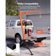 Uimoso Truck Crane 1000 lbs Manual Hydraulic Hitch-Mounted for Pickup andTrailer