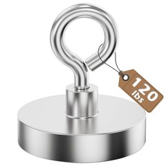 MUTUACTOR 2packs Neodymium Magnets Heavy Φ 1.41″–120lb Magnet,2packs, Silver
