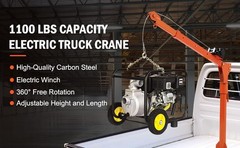 Hydraulic Pickup Truck Crane Hitch Mounted Crane 1000 lbs 360° Swivel Hoist Lift
