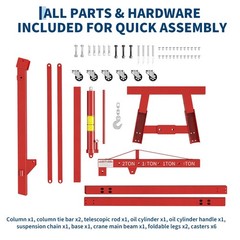 2 Ton Engine Hoist Folding Hydraulic Shop Crane w/Underhoist Support Stand Combo