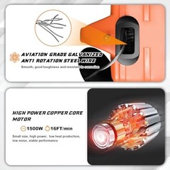 Power Electric Portable Hoist Winch 1500LBS, 3 in 1 Electric Cable Hoist 110V 25