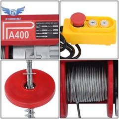 Electric Hoist 880lbs Crane Winch with Wired Remote Control 850W 110V