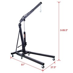 2 Ton Folding Engine Hoist Heavy Duty Steel Crane with 6 Casters