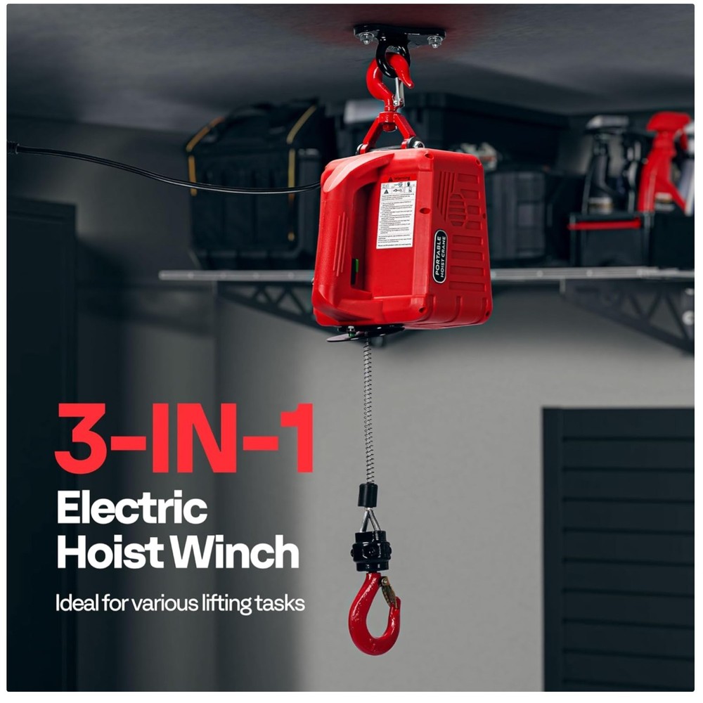 Electric Hoist Winch 1100lbs Overload Protection