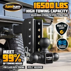 Drop Hitch Adjustable Trailer Hitch, Tow Hitch with 6-Inch Drop/Rise for Truck (