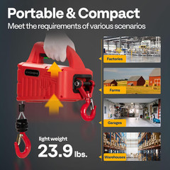 Powerful 3-in-1 Electric Hoist, 660Lbs Capacity, 40Ft Lift, Overload Protection