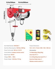 Compact 1150W Wireless Hoist for Efficient Lifting – 40ft Height for Factories