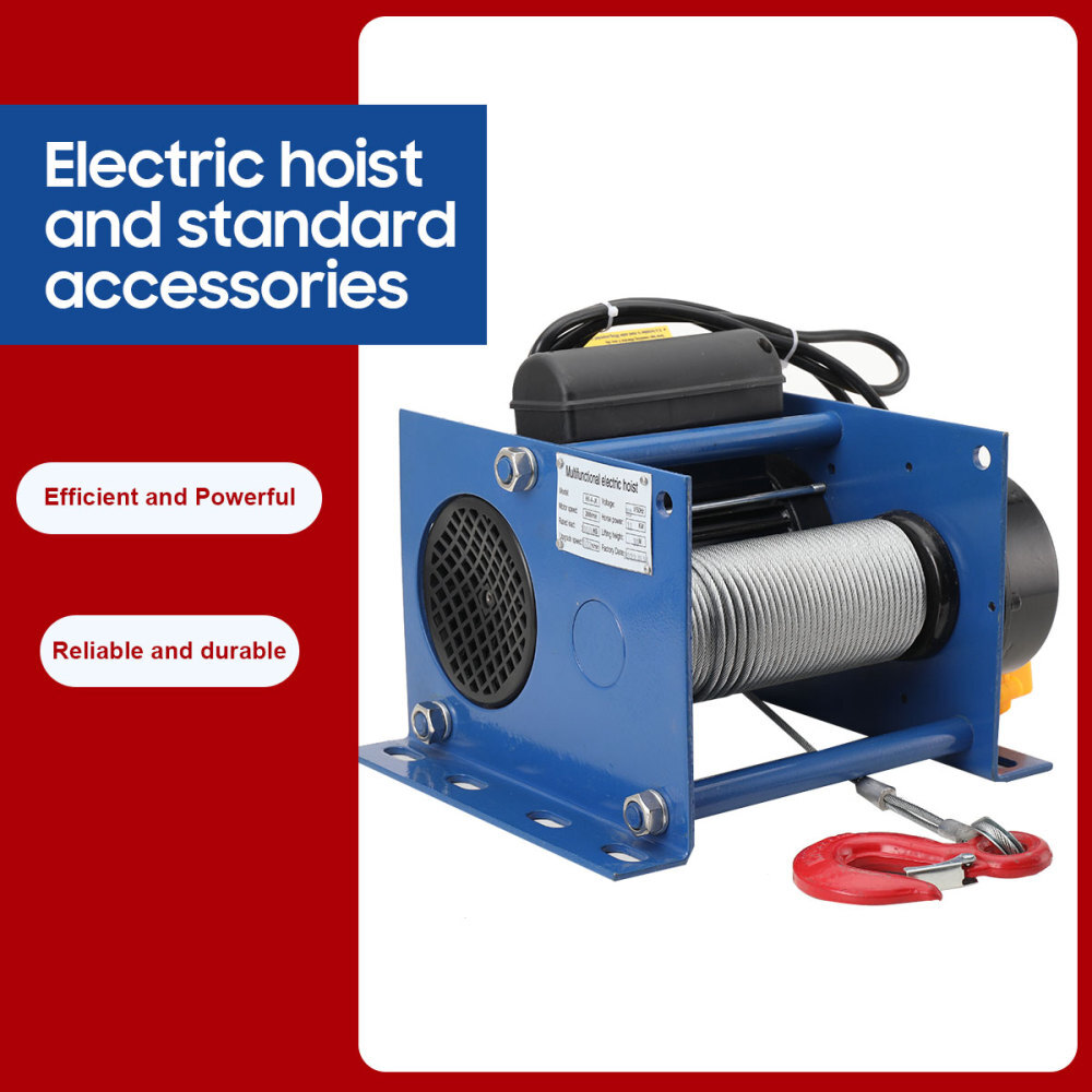 110V Electric Hoist Winch Electric Winch 30m Wire Rope 200-400KG Steel Plate