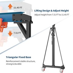 1 Ton Gantry Crane 2200LBS Gantry Crane Manual Trolley 8-12 FT H Shop Lift Hoist