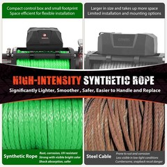 13000lb Electric Winch, Synthetic Rope Green, Battery Disconnect Switch, Low …