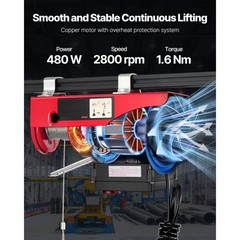Uimoso Electric Hoist 440lbs Lift with Wireless Remote Control, 480W 110V