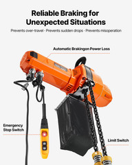 2200LB Electric Chain Hoist 120V 20FT Lift w/ Wired Remote G100