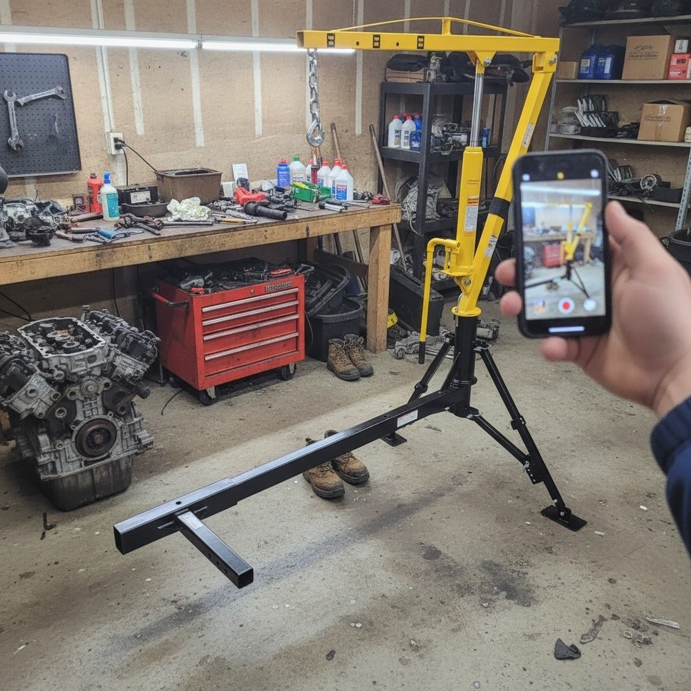 70238 Hydraulic Hitch Crane with 1000 lb. Capacity – Portable & Adjustable