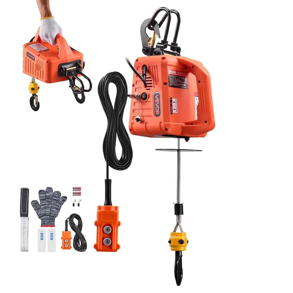 3-In-1 Electric Hoist Winch, 1100 Lbs Capacity, 1500W Portable Electric Power Wi