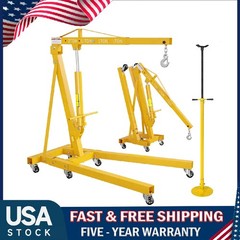 2 Ton Folding Engine Hoist Lift ,Hydraulic Shop Crane w/Underhoist Support Stand
