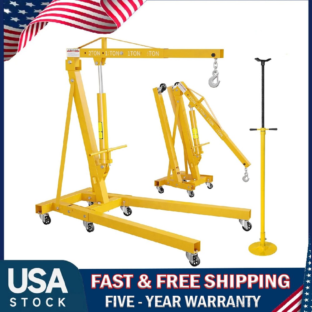 2 Ton Folding Engine Hoist Lift ,Hydraulic Shop Crane w/Underhoist Support Stand
