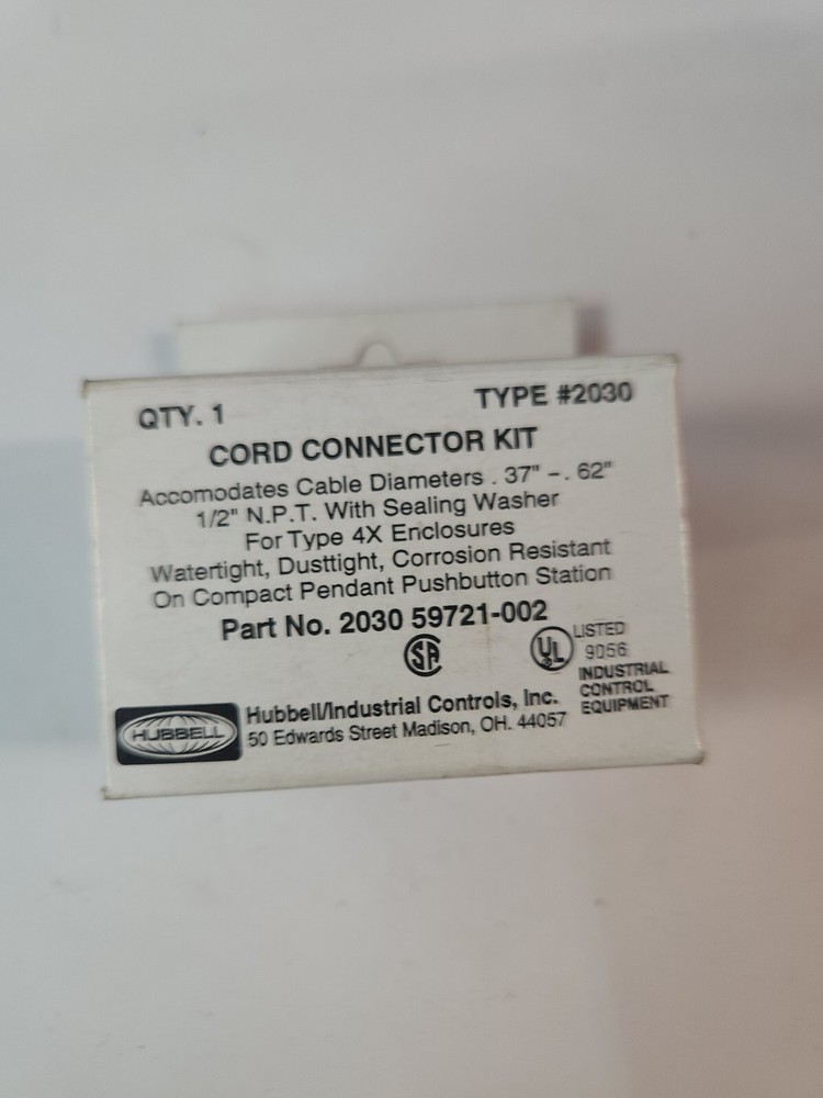 HUBBELL, 2030 CORD CONNECTOR KIT, 59721-002