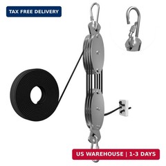 Upgraded Rope Hoist Pulley System 530LB 7:1 Ratio 60ft for Hunting Kayak Garage