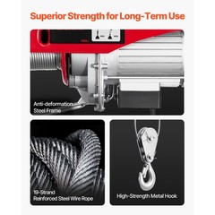 Uimoso Electric Hoist 880lbs Crane Winch with Wireless Remote Control 850W 110V
