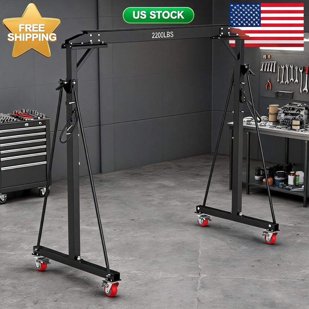 Portable Gantry 1 Ton 2200 LBS, Adjustable Steel Lift Crane with Locking Crane