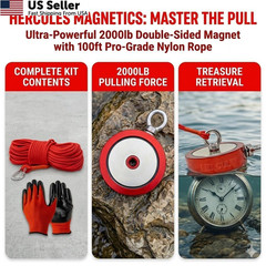 Hercules Magnetics 2000 lbs Double Sided Fishing Magnet Kit with Case – Red