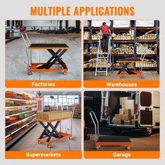 Heavy Duty Hydraulic Lift Table Cart 500 lbs Single Scissor 28.5” Max Height