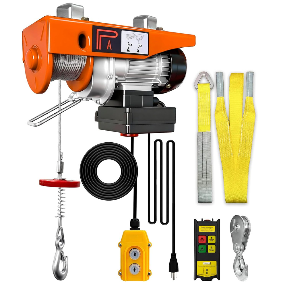 2-in-1 Electric Hoist 440Lbs Winch with Wireless Remote & Overload Protection