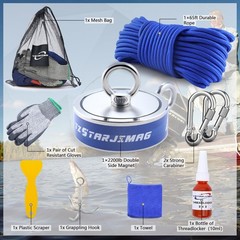 TZSTARJIMAG Double Side Magnet Fishing Kit, 2200 Lb 2200LB Side, Blue